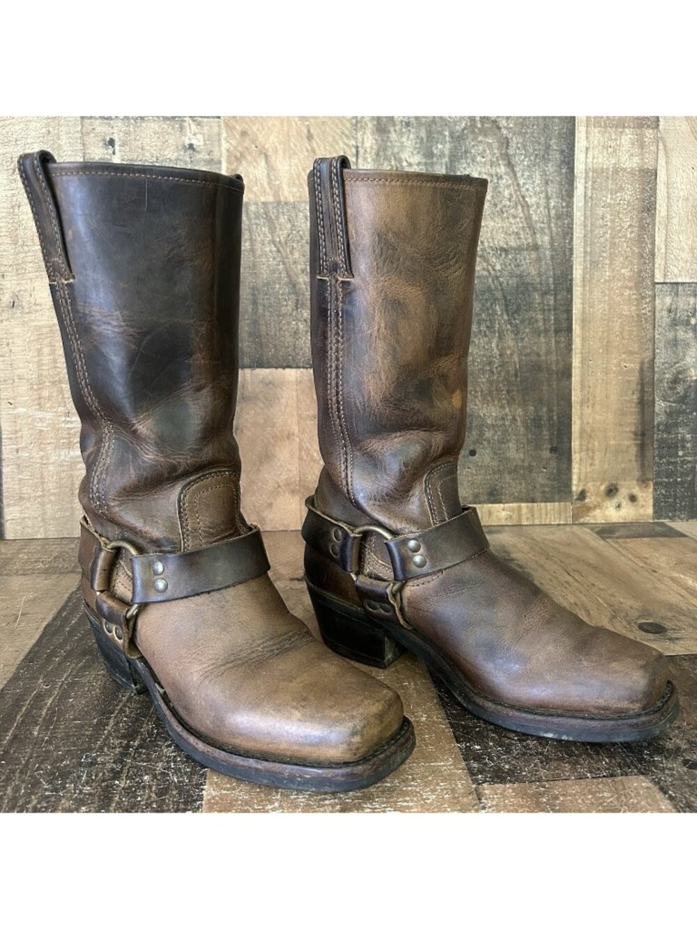 Frye 700 Buckle Harness Square Toe Moto Boots Womens 6.5 M